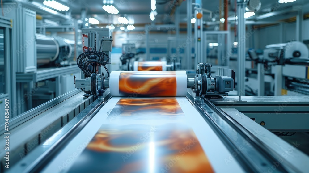 Poster Printing industry taking help of artificial intelligence, printing machines working automatically with the help of ai, printing industry machine, printing sector. Generative AI.