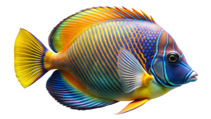 tropical fish isolated on transparent background. AI Generative