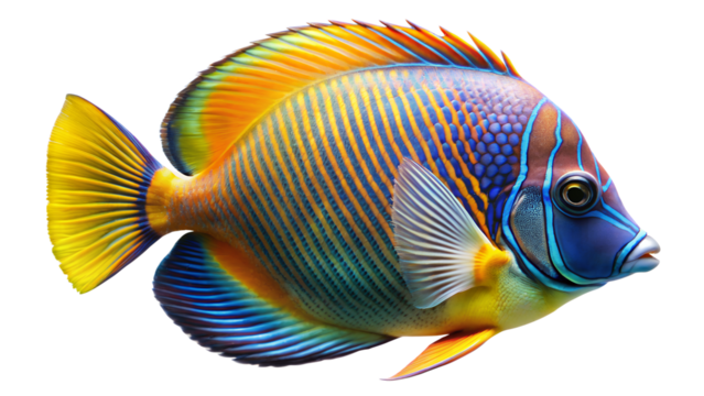 tropical fish isolated on transparent background. AI Generative