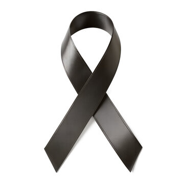 black ribbon isolated on transparent background. AI Generative