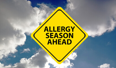 Yellow allergy season ahead sign background vector icon.