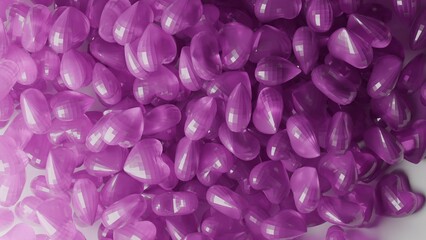 coloured glass hearts 3d render made in blender