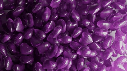 coloured glass hearts 3d render made in blender