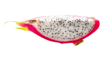 Dragon fruit in a section isolated on a white background
