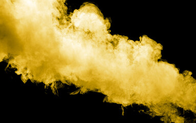 Yellow smoke isolated black background - 794836836