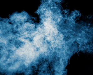 Blue smoke isolated black background - 794836849