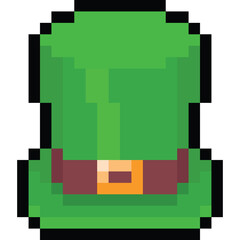 Fototapeta premium Pixel art cartoon classic green hat icon