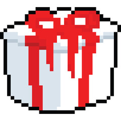 Obraz premium Pixel art cartoon red white gift box icon