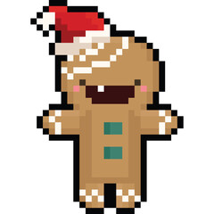 Pixel art christmas gingerbread man character