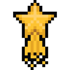 Obraz premium Pixel art gold comet icon 2