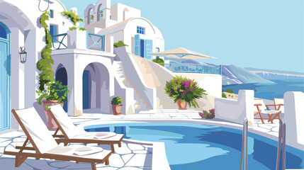 White architecture in Santorini island Greece. Beautiful - obrazy, fototapety, plakaty