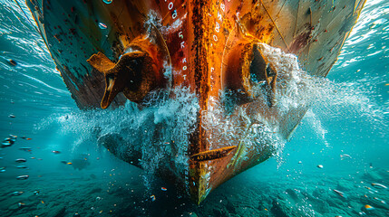 Underwater Exploration of a Sunken Shipwreck, Scuba Divers Among Marine Life