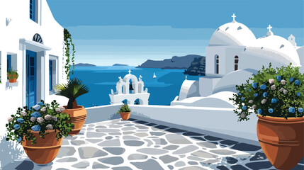 White architecture on Santorini island Greece. Summer