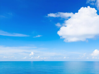 Default Beautiful sea and ocean with clouds on blue sky. Generative AI - obrazy, fototapety, plakaty