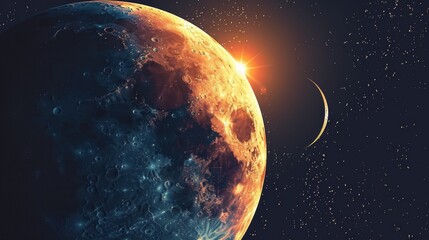 Obraz premium Eclipse: A vector illustration of a partial lunar eclipse