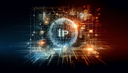 3D abstract background image of an IP Address in the context of a Graphical User Interface