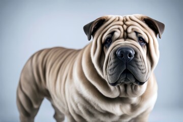 'background sharpei white front bull boxer wrinkle cream animal dog canino portrait studio domestic...