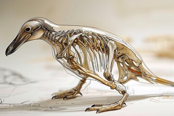the skeletal intricacies of a penguin, showcasing the adaptations for efficient movement in both water and land.