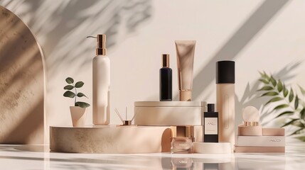 An elegant cosmetic mockup with customizable packaging, perfect for showcasing your beauty products.