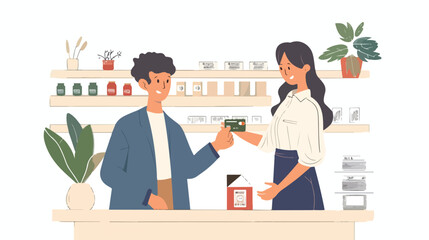 Store owner receiving a credit card payment 