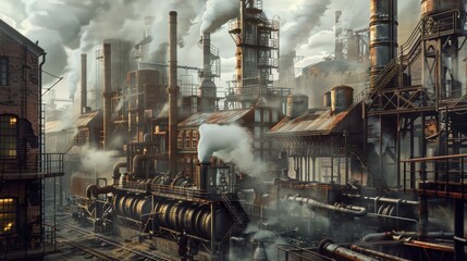 Steam engine industrial factory in 1802, industry 1.0.