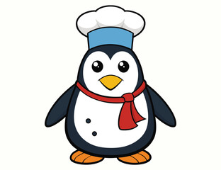 Penguin chef with a chef hat-Cartoon character design