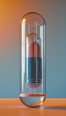 Minimalist tube with tablets on isolated background. Concept of regular vitamin and mineral intake.