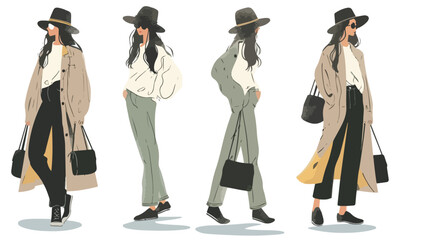 Woman in fashionable outfit Hand drawn style vector