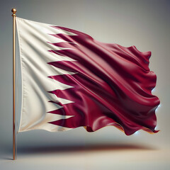 3D rendered Qatar flag, isolated on a clean background. High-quality, realistic depiction perfect for various uses, Generated by AI.