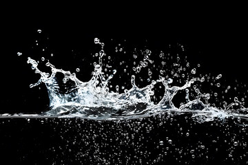 Splashing water on a black background. water splash refreshing black background.