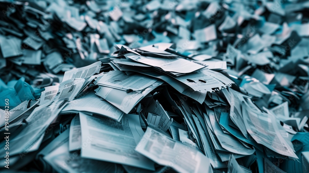 Poster an illustration of digital data waste concept, depicting a large pile of oversized, useless files an