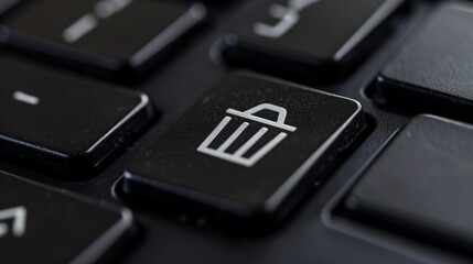 An image depicting the concept of deleting unnecessary digital files and managing electronic waste, featuring a recycle bin icon on a computer keyboard.