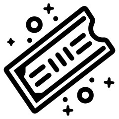 Sparkling Ticket Icon in Line Art Style