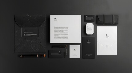 Obraz premium A set of realistic stationery mockups featuring letterheads, envelopes, and business cards, perfect for showcasing your corporate branding.