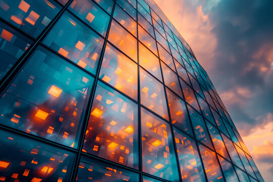 business concepts, Blurred glass wall of a office building