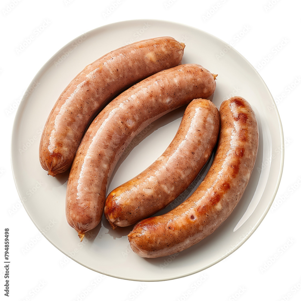 Poster high resolution image of boiled pork sausages with a transparent background