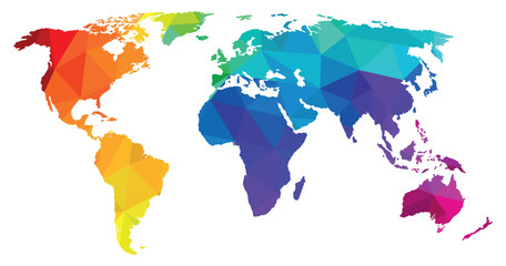 World map, vector colorful watercolor illustration.