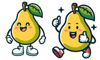 Cute avocado character illustration, for stickers, mascot, fruit character emotions