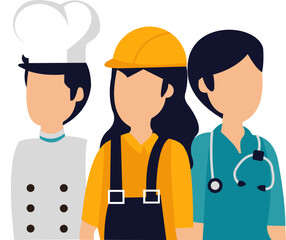 Naklejka premium Labour Day Illustration BackgroundVarious Occupations People For Labor Day