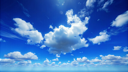 Vivid Blue Sky with Fluffy White Clouds