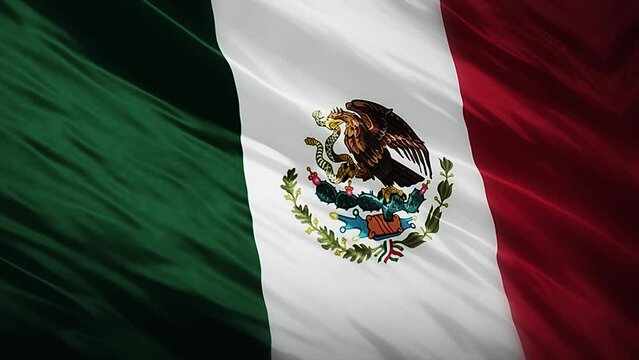 Animation of Mexico flag waving in the wind, Mexico Flag Fluttering in the Breeze. Perfect Background for Mexico Independence Day Celebrations. Ideal Video for Graphic Editing Projects