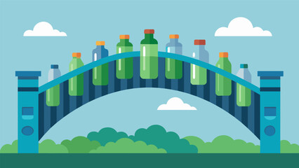 A bridge built from discarded glass bottles shedding light on the potential for innovative engineering with recycled materials. - obrazy, fototapety, plakaty