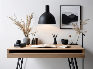 Simplicity Refined, A Minimalist Home Office in Black and White Tones