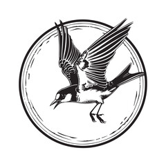 Flying swallow design on circle Stock Vectors