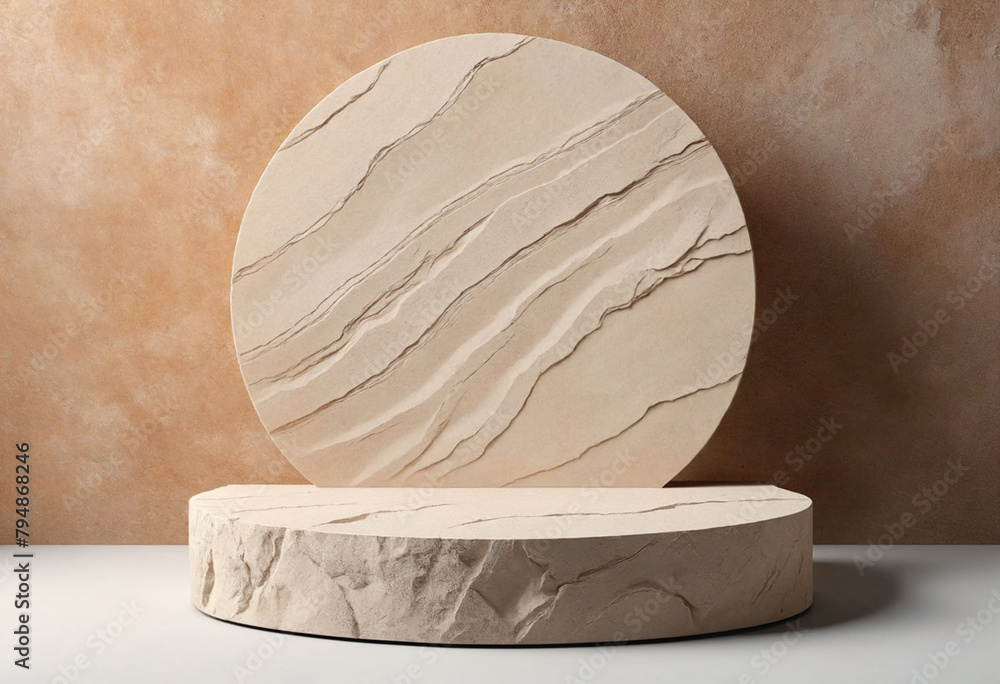 Aufkleber earthly sandstone empty podium product display for product presentation