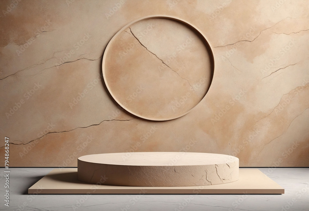 Aufkleber earthly sandstone empty podium product display for product presentation