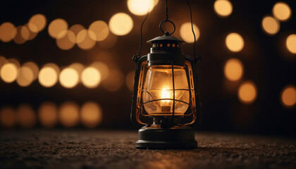 Night lantern and light blurred background