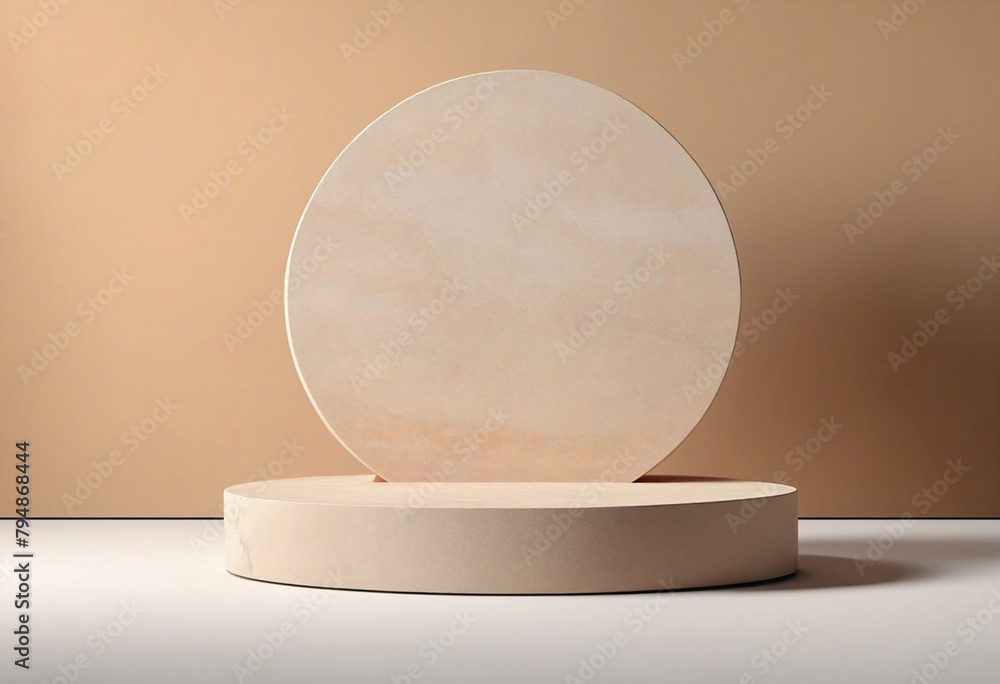 Poster earthly sandstone empty podium product display for product presentation