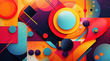 Background, Designed with geometric shapes and symbols, Vibrant Disco Party Background with Circle Shapes and Music Vibes