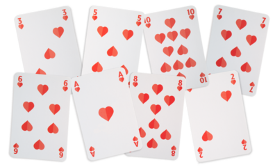 cartes à jouer coeur sur fond transparent